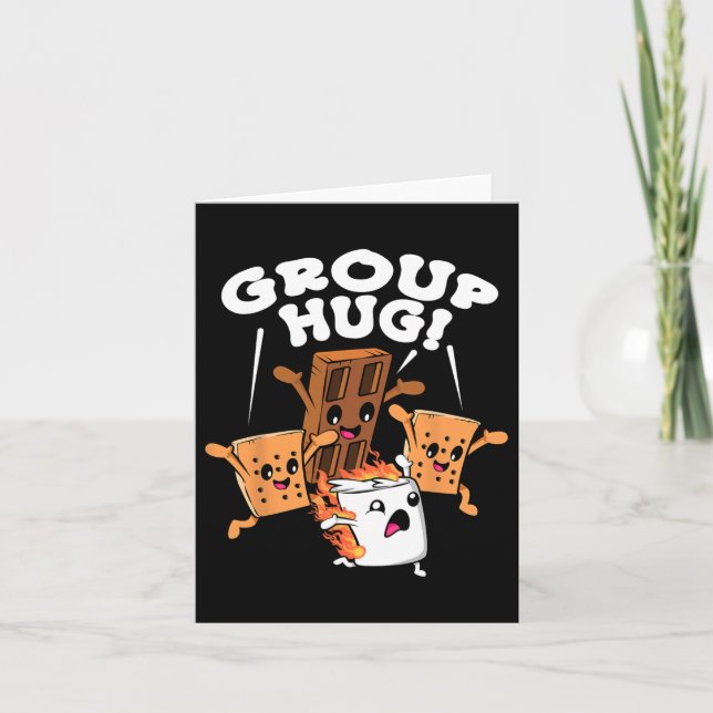 Funny Camping Smores Group Hug Marshmallow Chocola Kort (Framsida)