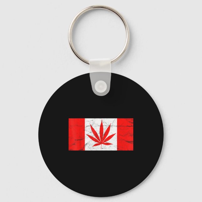 Funny Canada &amp; Weed Leaf! Canadian New Flag Jo Nyckelring (Framsida)