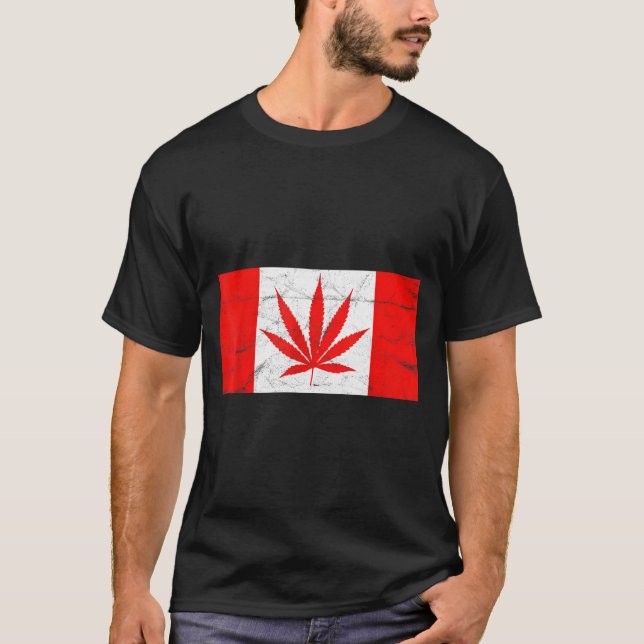Funny Canada &amp; Weed Leaf! Canadian New Flag Jo T Shirt (Framsida)