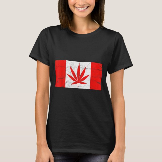 Funny Canada &amp; Weed Leaf! Canadian New Flag Jo T Shirt (Framsida)