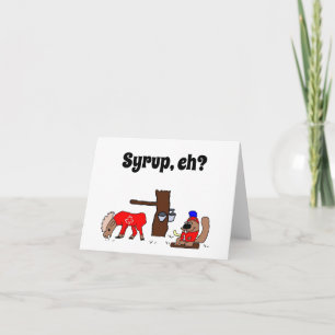 Funny Canada Moose och Beaver med Maple Syrup Kort