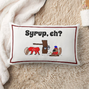 Funny Canada Moose och Beaver med Maple Syrup Lumbarkudde
