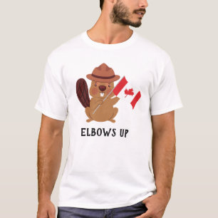 Funny Canadian Beaver ’Elbows Up’ Patriotic T Shirt