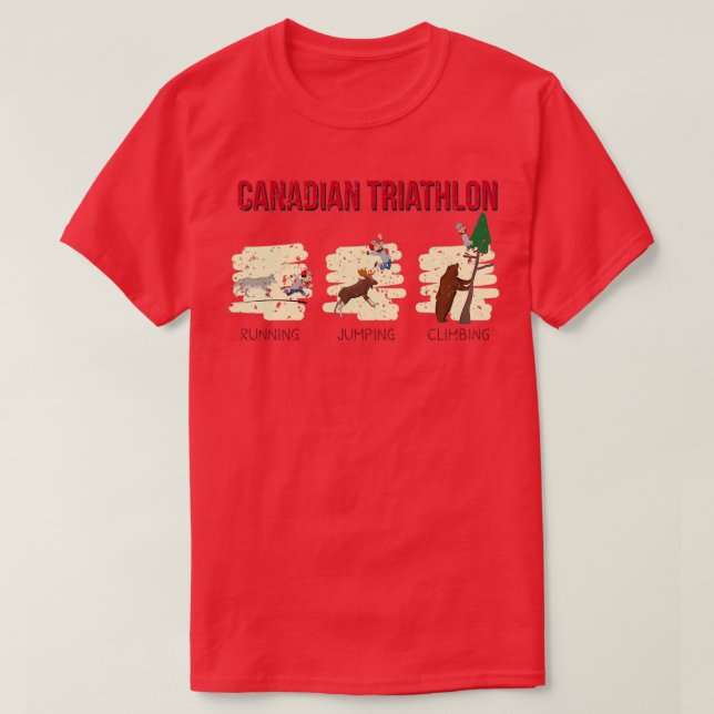 Funny Canadian Triathlon Triathlete T Shirt (Design framsida)