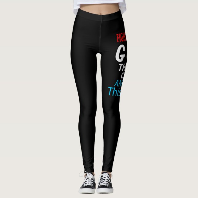 Funny Cancer Fighter Inspirational Quote Chemo Pat Leggings (Framsida)