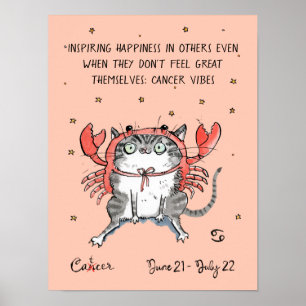 Funny Cancer poster Stjärntecknet Zodiac Cat poste