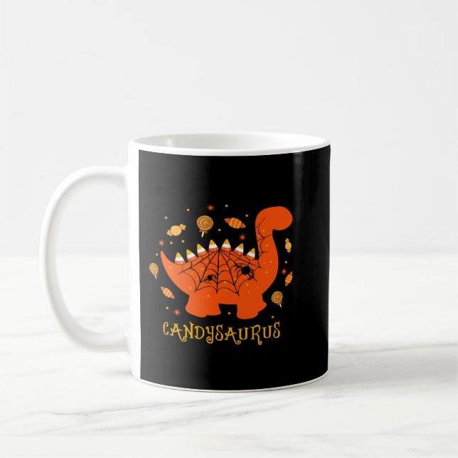 Funny Candy corn Candysaurus Dinosaur Halloween me Kaffemugg (Vänster)