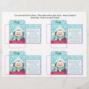 Funny Candy Packet Penguin Poop med sätning Reklamblad