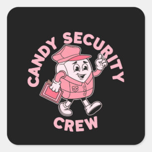 Funny Candy Security Crew Halloween Costume Fyrkantigt Klistermärke