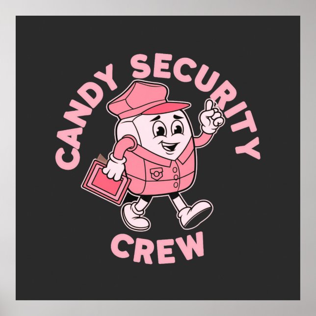 Funny Candy Security Crew Halloween Costume Poster (Framsidan)