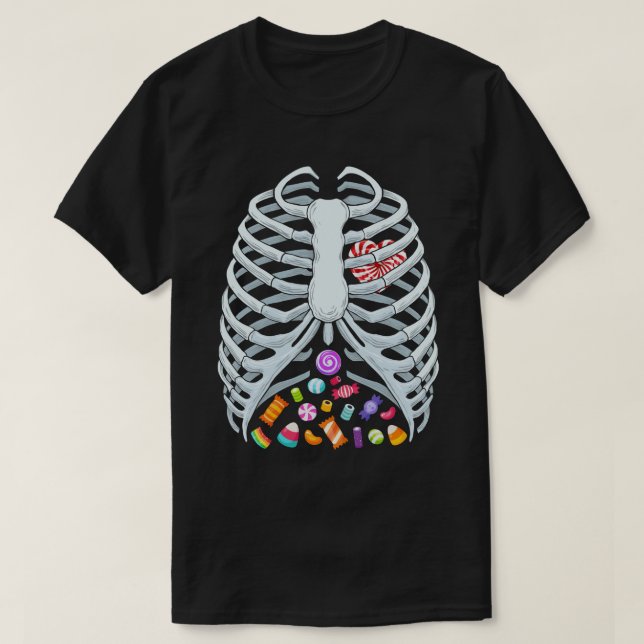  Funny Candy Skeleton Rib Cage Halloween Costume T Shirt (Design framsida)