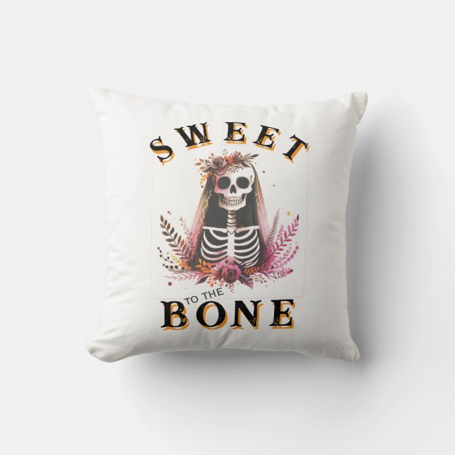 Funny Candy Skull Halloween Dekorativ kudde (Framsida)