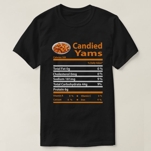 Funny Canwas Yam Nutrition Fact Gift Thanksgiving T Shirt (Design framsida)