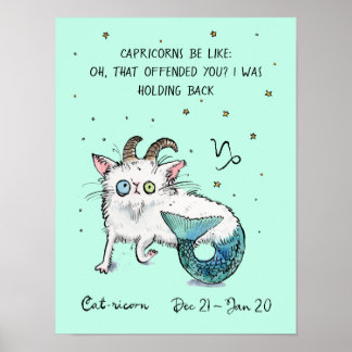 Funny Capricorn poster Stjärntecknet Zodiac Cat po