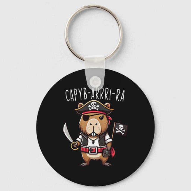 Funny Capyb-arrra Pirat Capybyra Halloween Boys Nyckelring (Framsida)