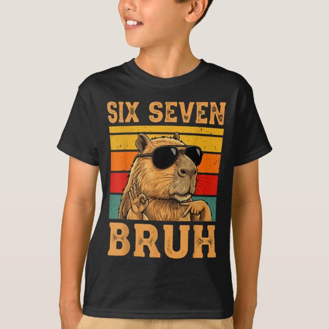 Funny Capybara 67 Meme Six Seven Bruh Boys Teens K T Shirt (Framsida)