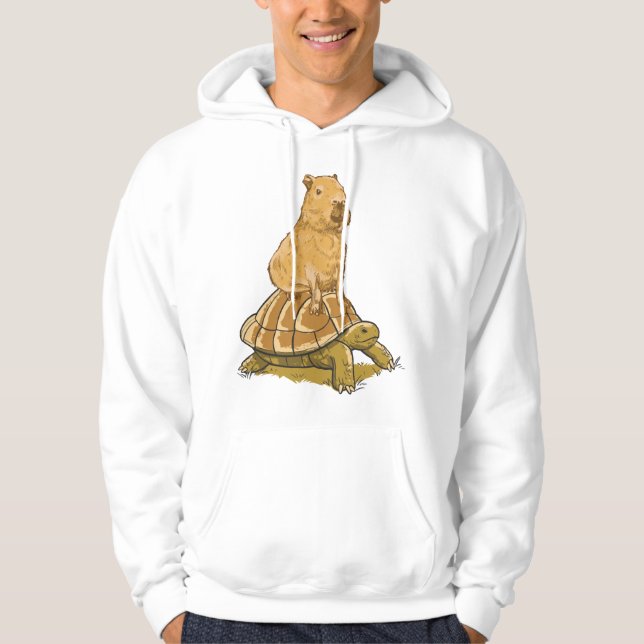 Funny Capybara Animal Turtle Cute Capybara Hoodie (Framsida)