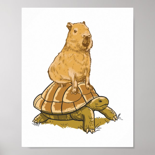 Funny Capybara Animal Turtle Cute Capybara Poster (Framsidan)