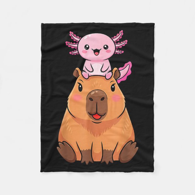 Funny Capybara Axolotl Kawaii Kids Boys Girls Anim Fleecefilt (Framsidan)