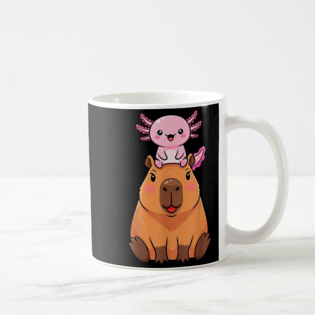 Funny Capybara Axolotl Kawaii Kids Boys Girls Anim Kaffemugg (Höger)