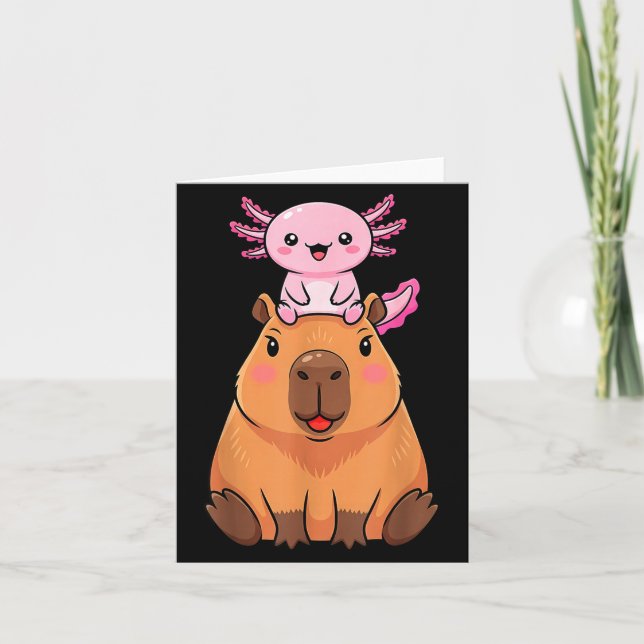 Funny Capybara Axolotl Kawaii Kids Boys Girls Anim Kort (Framsida)