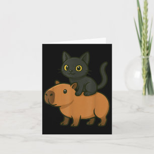 Funny Capybara Black Cat Animal Lover Mamma Pappa  Kort