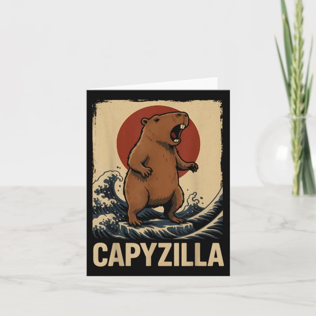 Funny Capybara Boys Girls Kids Manar Capyzilla Kort (Framsida)