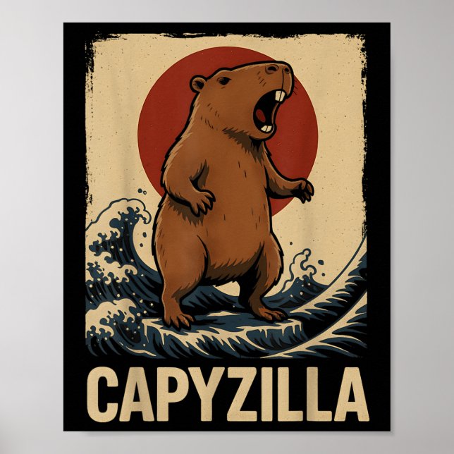 Funny Capybara Boys Girls Kids Manar Capyzilla Poster (Framsidan)