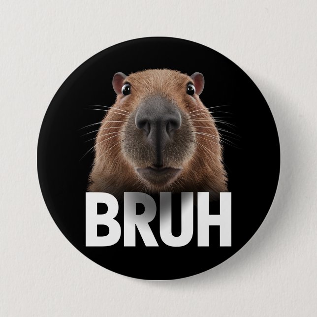 Funny Capybara Bruh Knapp (Framsida)