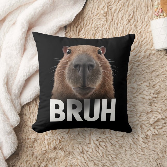 Funny Capybara Bruh Kudde (Filt)
