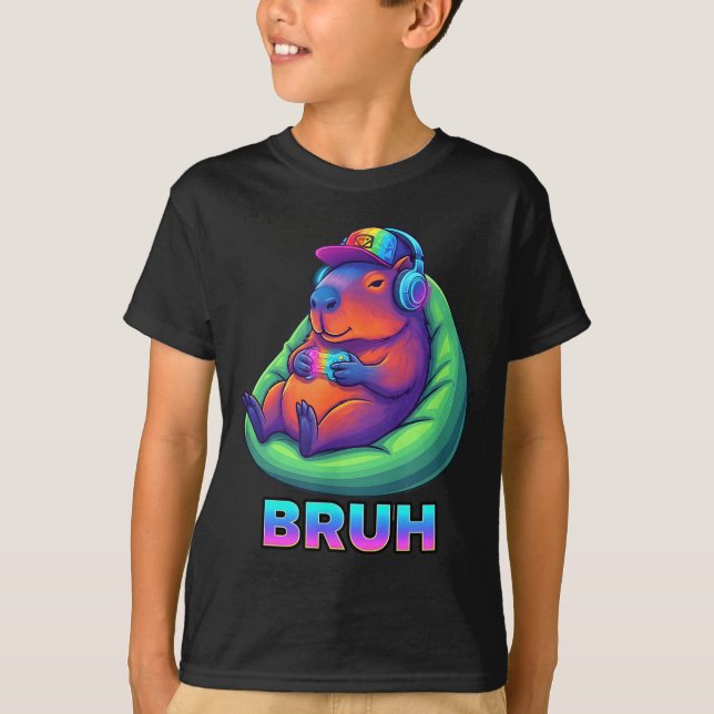 Funny Capybara Bruh Video Games Lovers  T Shirt (Framsida)