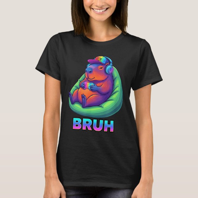 Funny Capybara Bruh Video Games Lovers  T Shirt (Framsida)