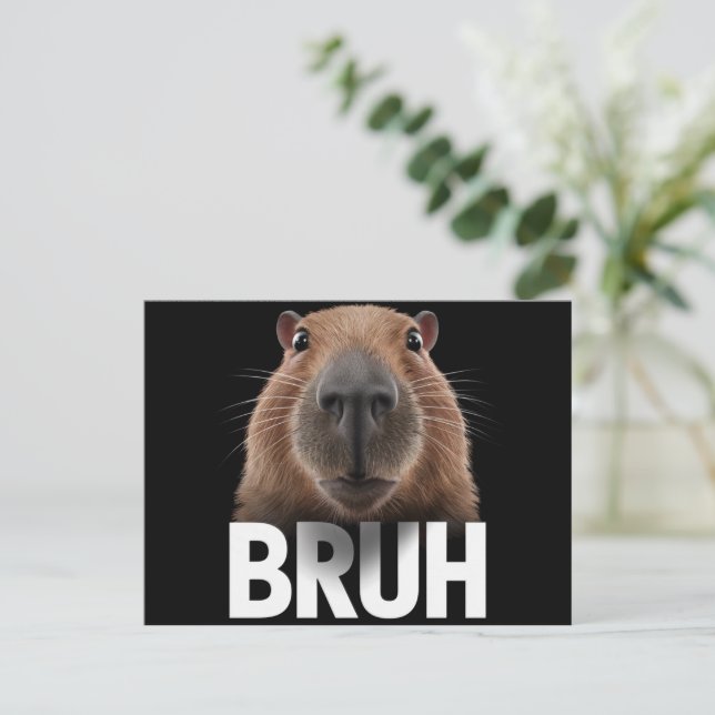 Funny Capybara Bruh Vykort (Stående Fram)