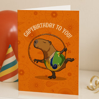 Funny Capybara Capybirthday To You! Birthday Art Kort
