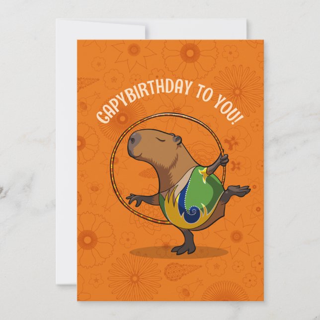 Funny Capybara Capybirthday To You! Dancer Cartoon Kort (Framsida)