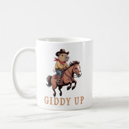 Funny Capybara Cowboy Riding Horse Giddy Up Kaffemugg