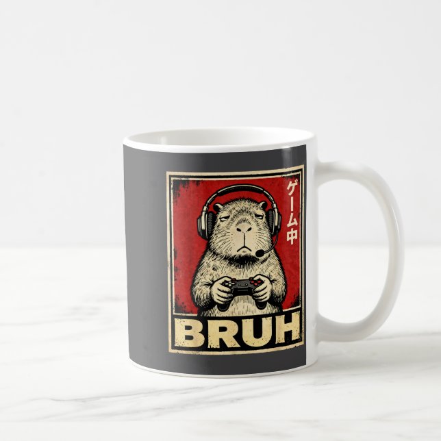 Funny Capybara Gamer Bruh Graphic Tee Men Boys Tee Kaffemugg (Höger)