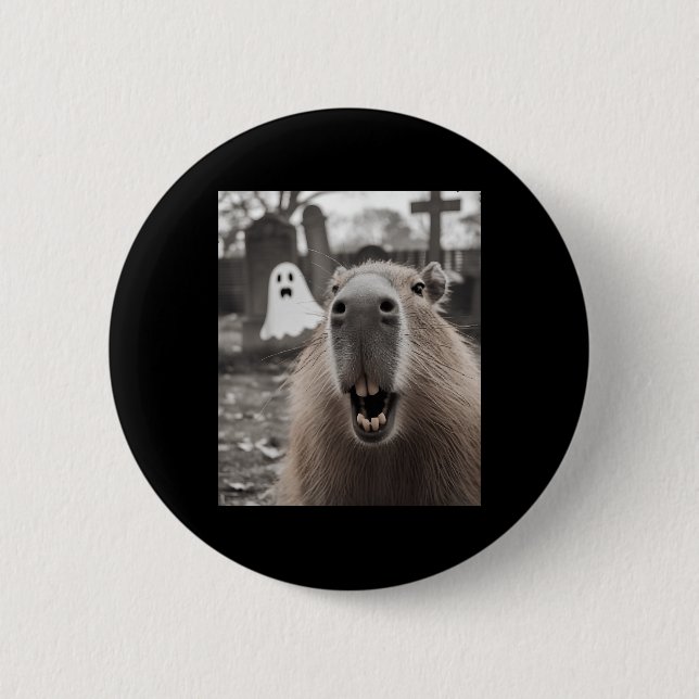 Funny Capybara Ghost Halloween Costume Capybara Ha Knapp (Framsida)