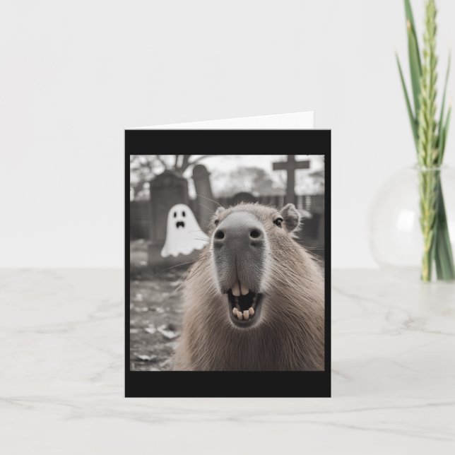 Funny Capybara Ghost Halloween Costume Capybara Ha Kort (Framsida)