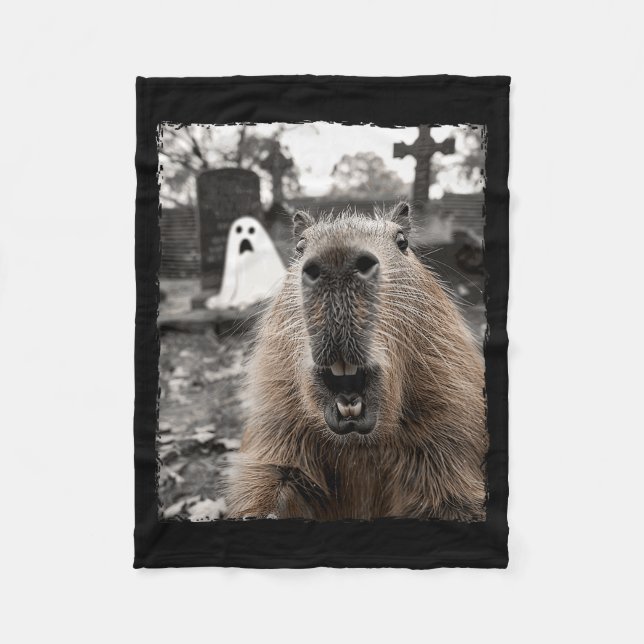 Funny Capybara Halloween Costume  Fleecefilt (Framsidan)