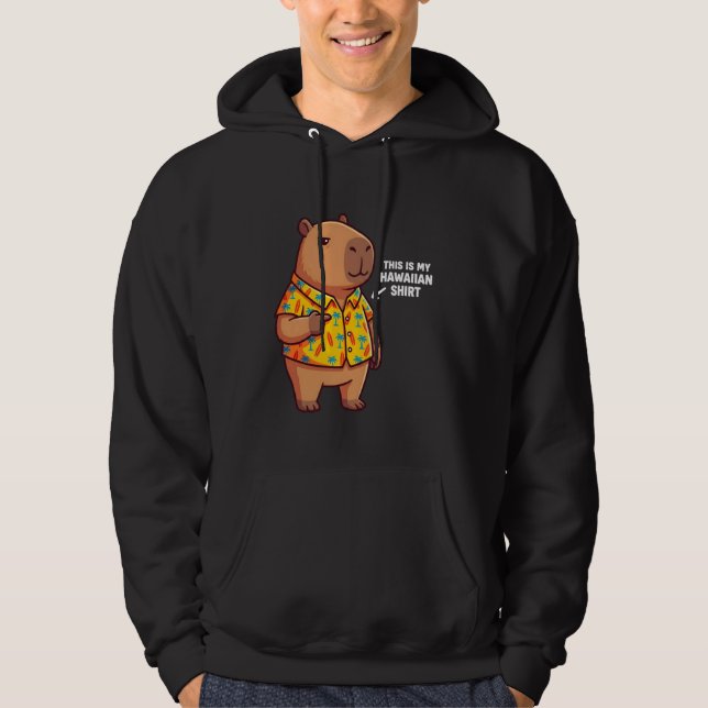 Funny Capybara Hawaiian Aloha Tropical Summer Vaca Hoodie (Framsida)