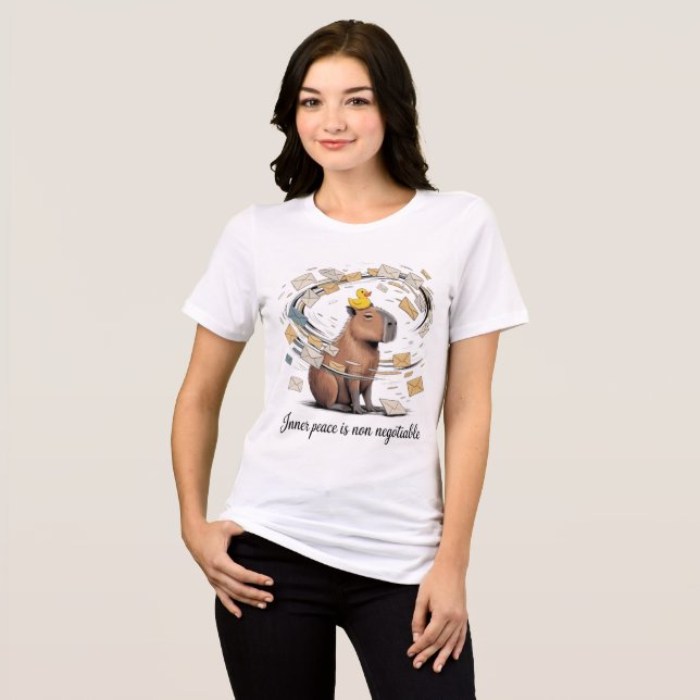 Funny Capybara Inner Peace Is Non Negotiable T-Shi T Shirt (Framsida Full)