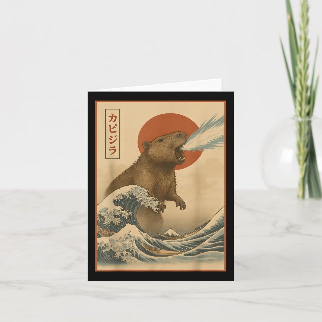 Funny Capybara Japansk Wave Capyzilla Boys Girls Kort (Framsida)