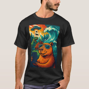 Funny Capybara Meme Selfie Tecknad T Shirt