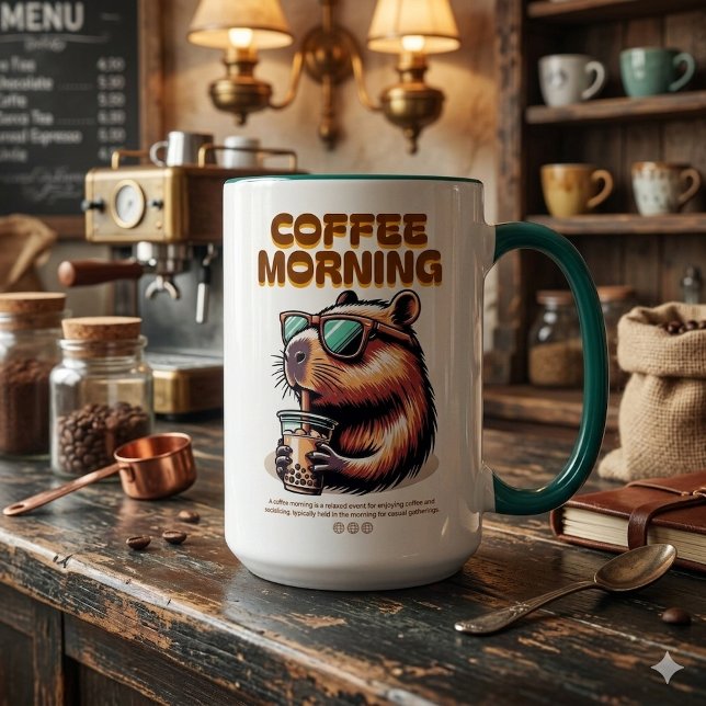 Funny Capybara Morning Coffee Drinker Mug Mugg (Skapare uppladdad)