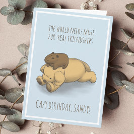 Funny Capybara och Hund Pun Birthday Card Kort