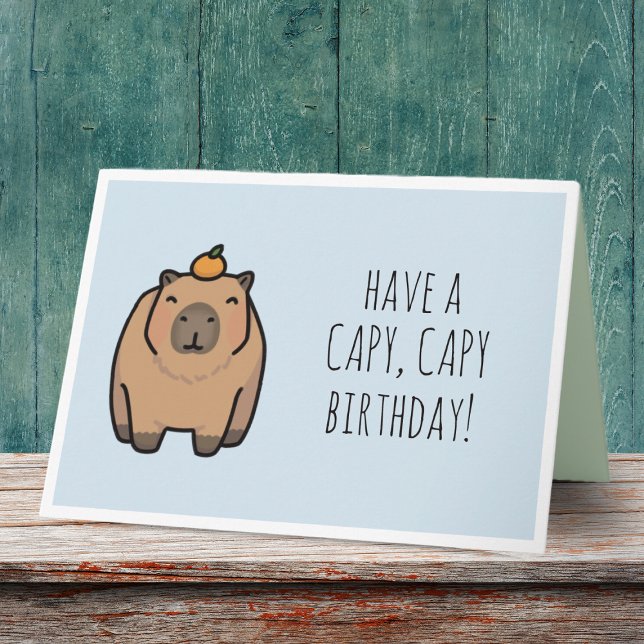 Funny Capybara Pun Birthday Card Kort (This card is perfect for capybara and pun enthusiasts everywhere!)