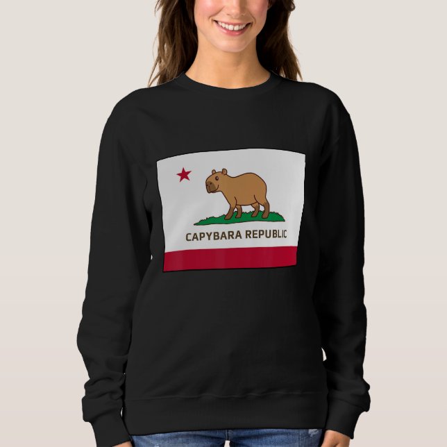 Funny Capybara Republic California Flag T Shirt (Framsida)