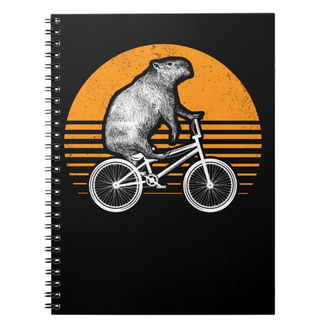 Funny Capybara Riding Bike Retro Capibara Bicycle Anteckningsbok (Framsidan)