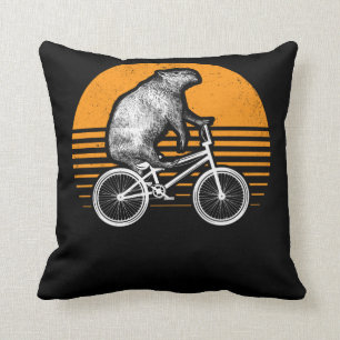 Funny Capybara Riding Bike Retro Capibara Bicycle Kudde